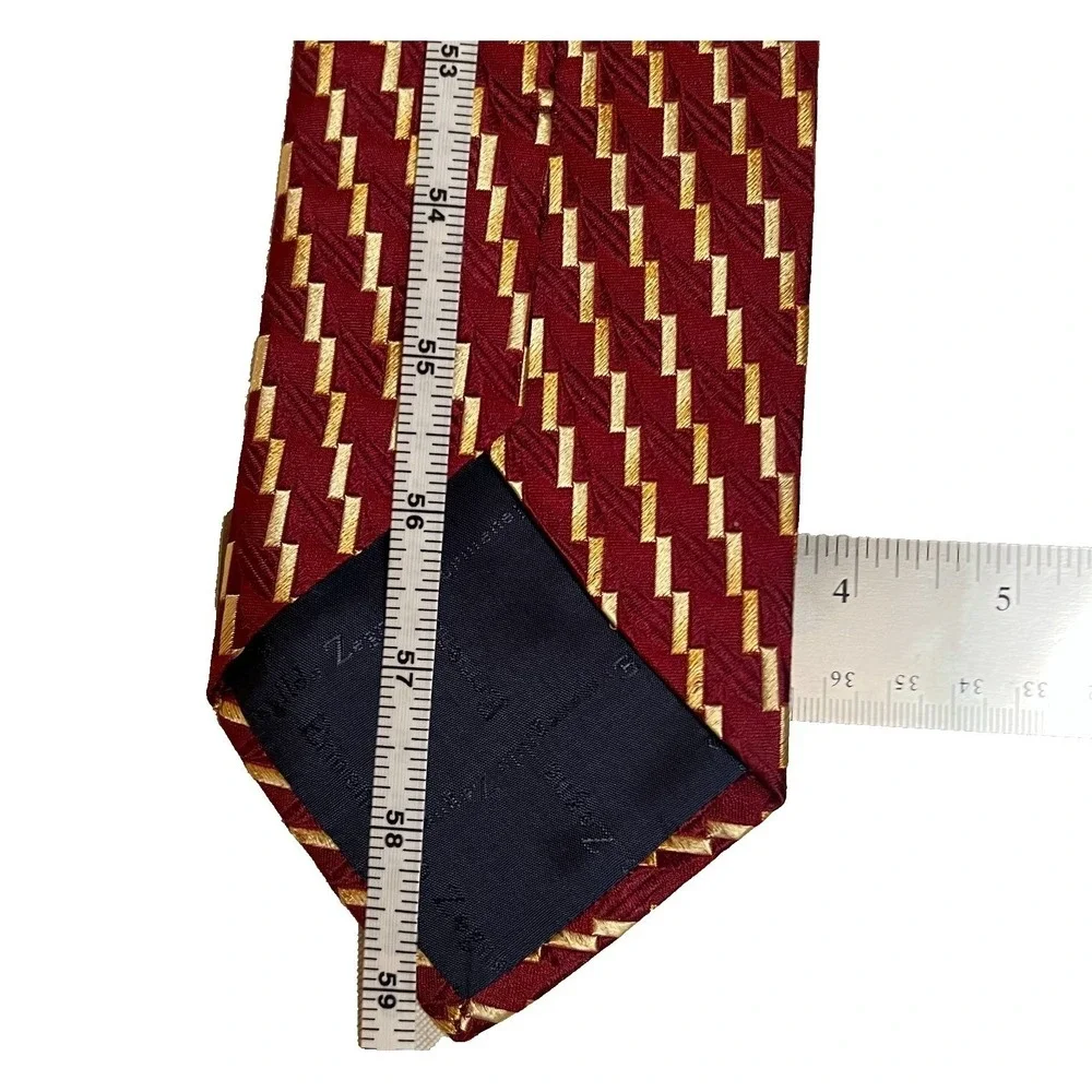 Ermenegildo Zegna Men Silk Lot 2 Neckties Red Gold Couture Italy Luxury Designer